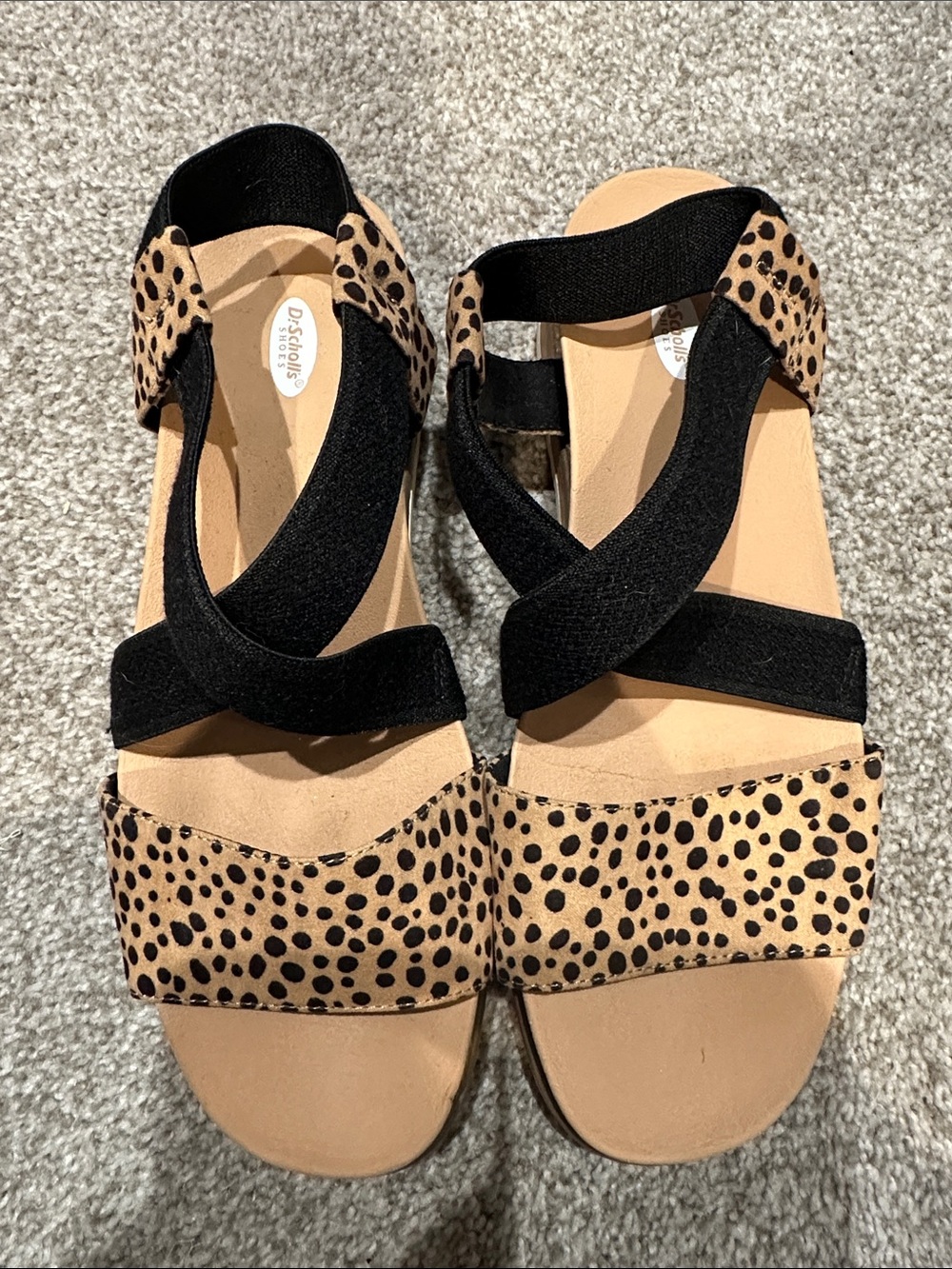 Black and Tan Animal Print Strappy Sandals